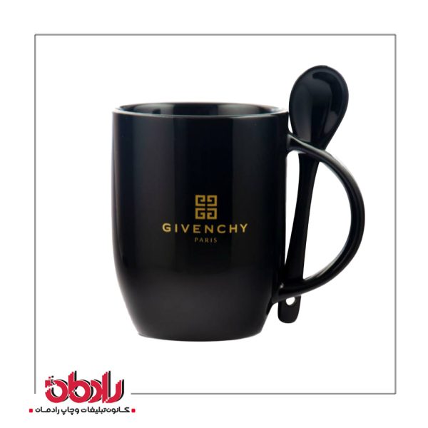 ماگ سرامیکی Full Black قاشق دار