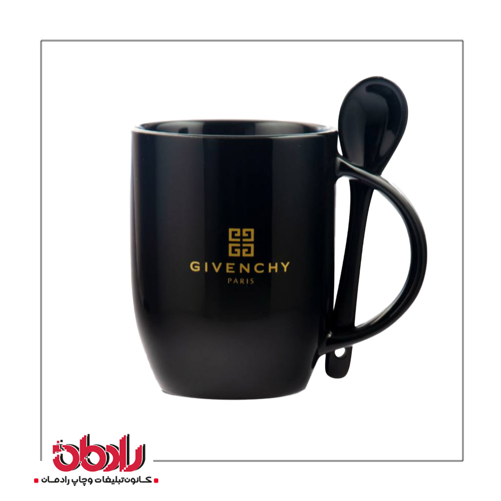 ماگ سرامیکی Full Black قاشق دار
