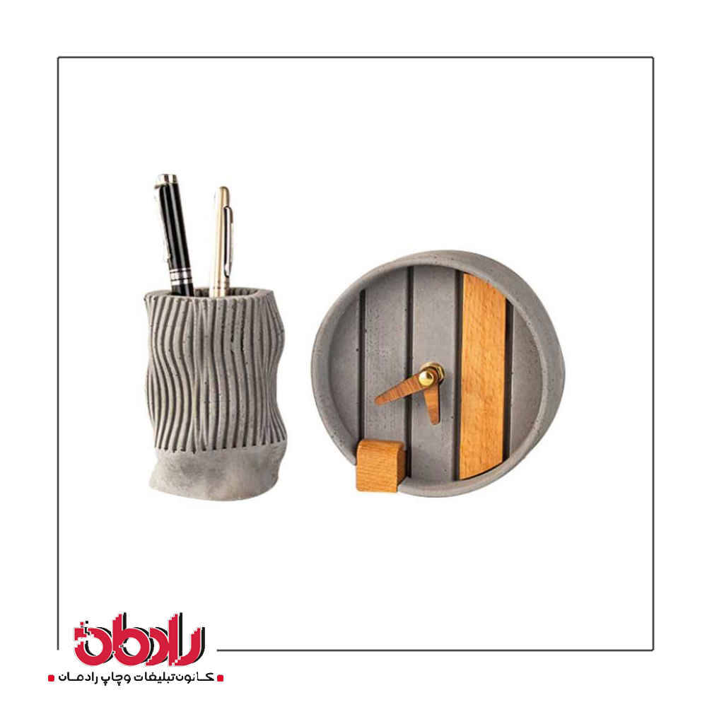 ست ساعت رومیزی و جا قلمی بتنی BT06