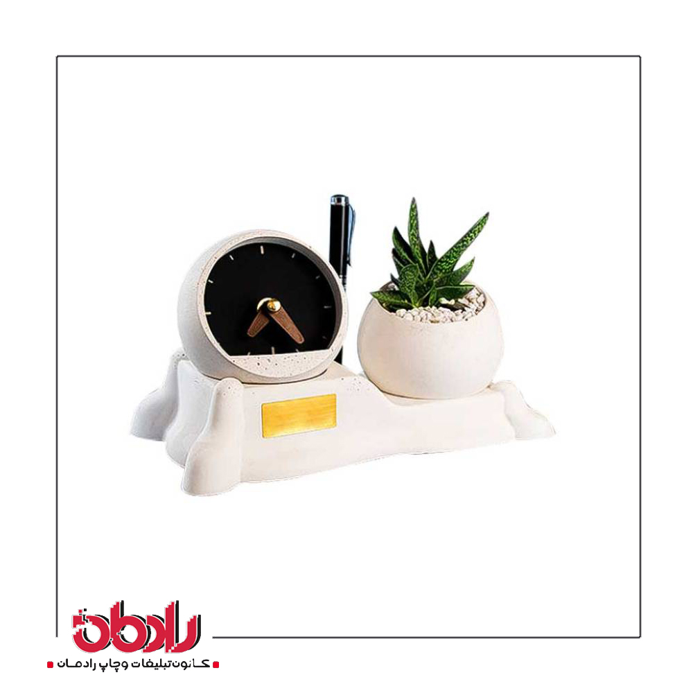 ست ساعت رومیزی و گلدان بتنی BT04
